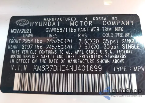 2022 Hyundai Palisade Calligraphy из США, поврежденный, VIN KM8R7DHE4NU401699